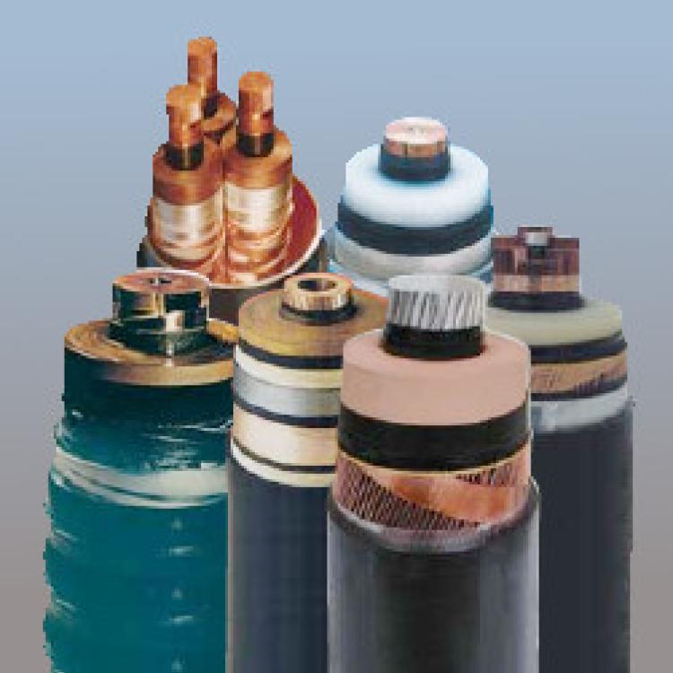 Various sizes of electrical cables
