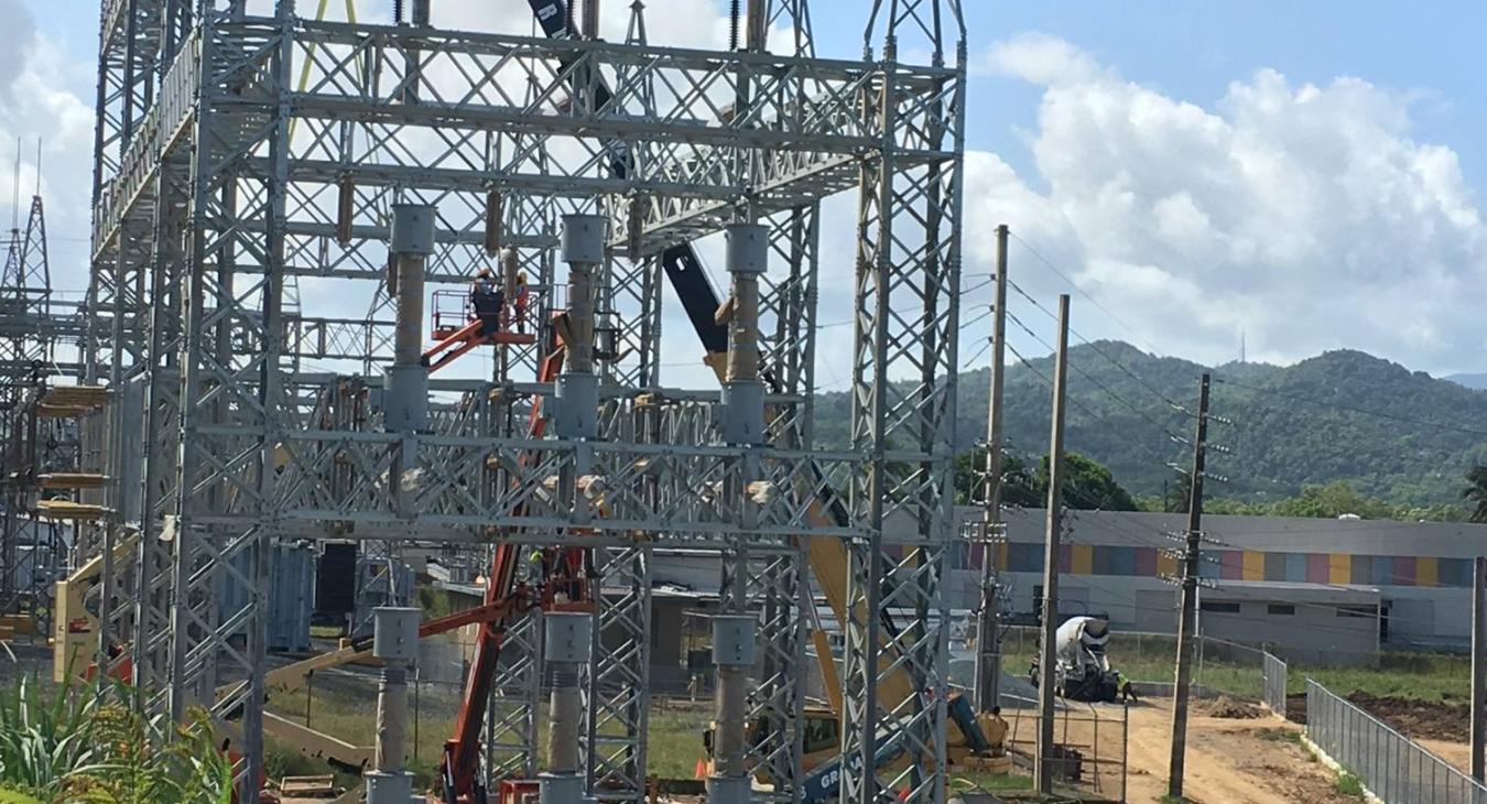 Substation with crane